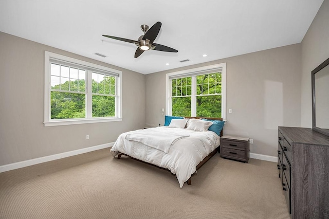 2 Inwood Dr Unit 3003, Woburn, MA 01801 - bedroom with light colored carpet, baseboards, multiple windows, ceiling fan, and recessed lighting