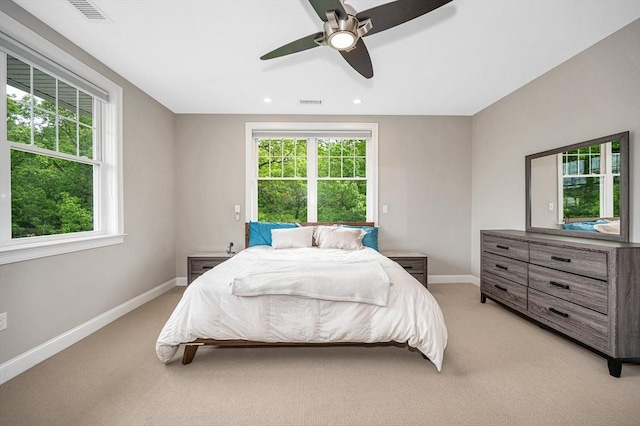 2 Inwood Dr Unit 3003, Woburn, MA 01801 - bedroom with light colored carpet, baseboards, recessed lighting, and a ceiling fan