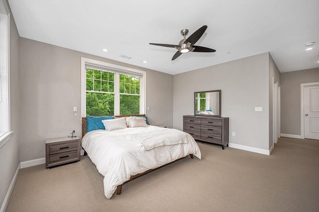 2 Inwood Dr Unit 3003, Woburn, MA 01801 - bedroom with light carpet, baseboards, recessed lighting, and a ceiling fan