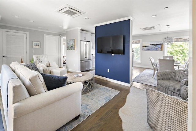 3 Ardee St Unit 3, Boston, MA 02128 - living room with crown molding, recessed lighting, baseboards, and dark wood-style floors