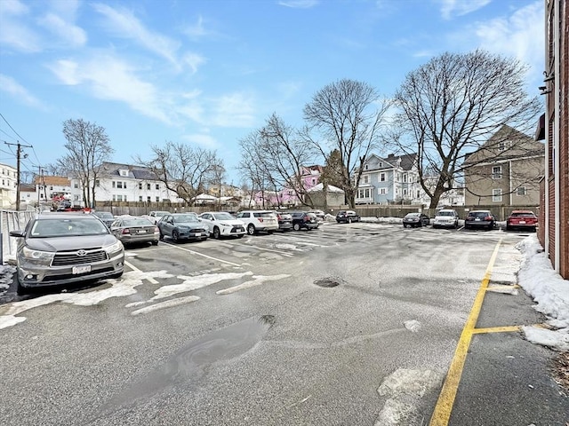 view of road with a residential view