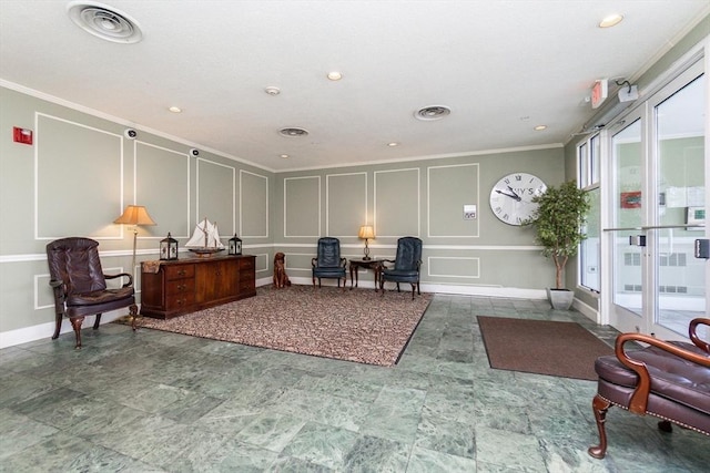 11 Church Unit 313, Salem, MA 01970 - building lobby with a decorative wall, ornamental molding, and recessed lighting