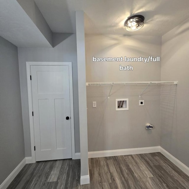 laundry area featuring washer hookup, dark hardwood / wood-style floors, and electric dryer hookup