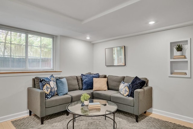 10 Shepard St Unit 2, Cambridge, MA 02139 - living area featuring baseboards, light wood finished floors, and recessed lighting