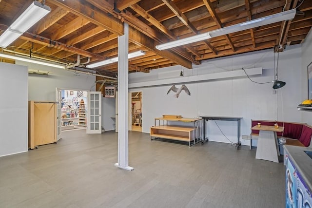 below grade area featuring wood finished floors