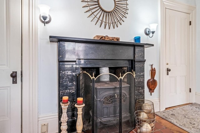 400 N Woodstock Rd, Southbridge, MA 01550 - details featuring a fireplace and wood finished floors