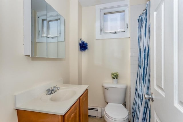 56-A Topliff St, Boston, MA 02122 - full bathroom with a baseboard radiator, vanity, and a shower with curtain