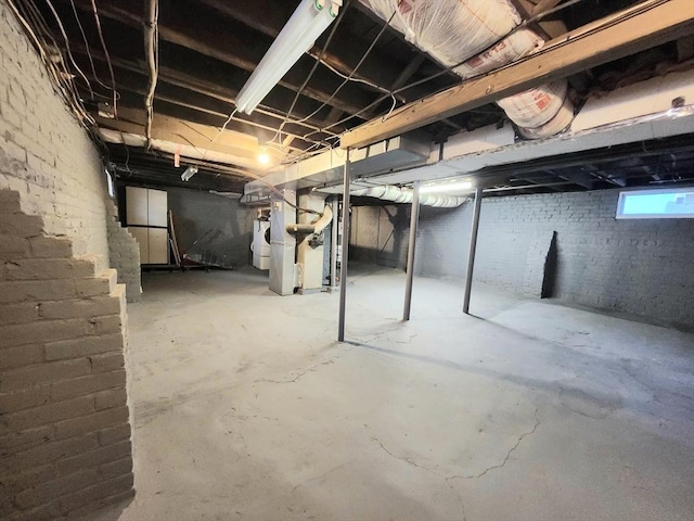 basement with heating unit