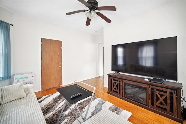 90 Montaup St, Fall River, MA 02724 - living room featuring ceiling fan and wood finished floors