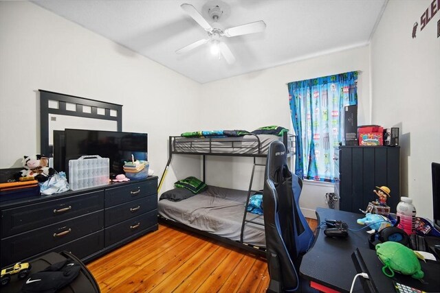 90 Montaup St, Fall River, MA 02724 - bedroom featuring wood finished floors, ceiling fan, and an office area