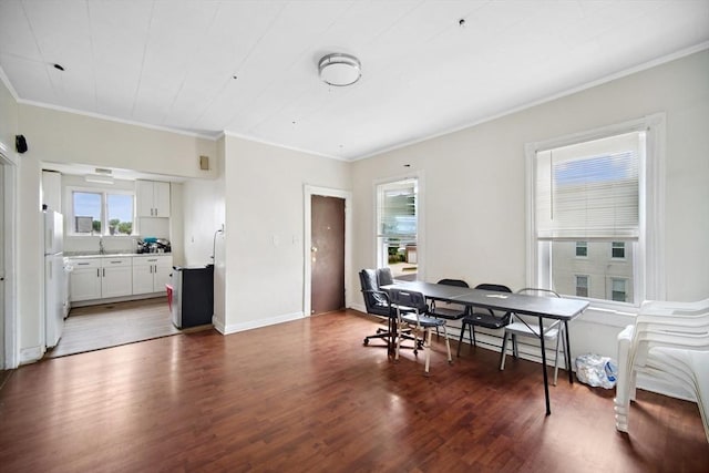90 Montaup St, Fall River, MA 02724 - dining space with crown molding, plenty of natural light, and wood finished floors