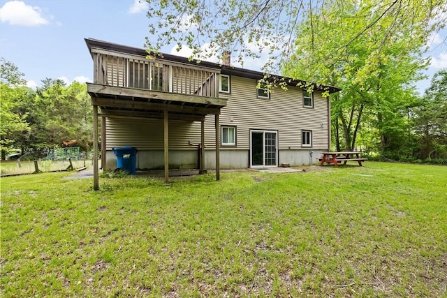5 Glad St, Freetown, MA 02702 - back of house with a lawn and a wooden deck