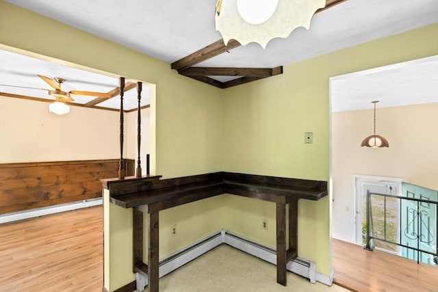 5 Glad St, Freetown, MA 02702 - interior space with wood finished floors, a ceiling fan, and beam ceiling