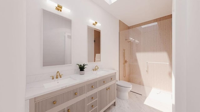9 Franklin Unit A, Salem, MA 01970 - bathroom featuring toilet, double vanity, and walk in shower