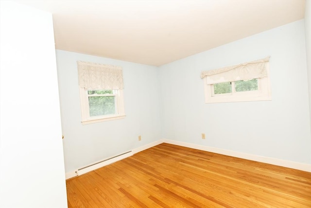 460 Front St, Weymouth, MA 02188 - spare room featuring a baseboard heating unit, light wood-type flooring, healthy amount of natural light, and baseboards