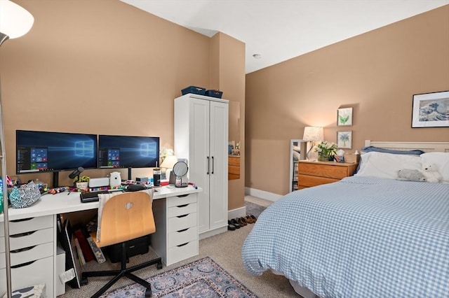 293-295 Commonwealth Ave Unit 3B, Boston, MA 02115 - bedroom featuring light carpet, an office area, and baseboards