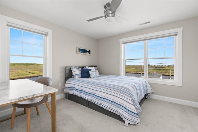 35 Liberty St, Salisbury, MA 01952 - carpeted bedroom with multiple windows, baseboards, a desk, and a ceiling fan