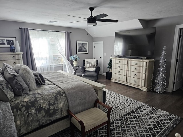 3 Panda Ct Unit 3, Milford, MA 01757 - bedroom featuring dark wood-style floors, a ceiling fan, and vaulted ceiling