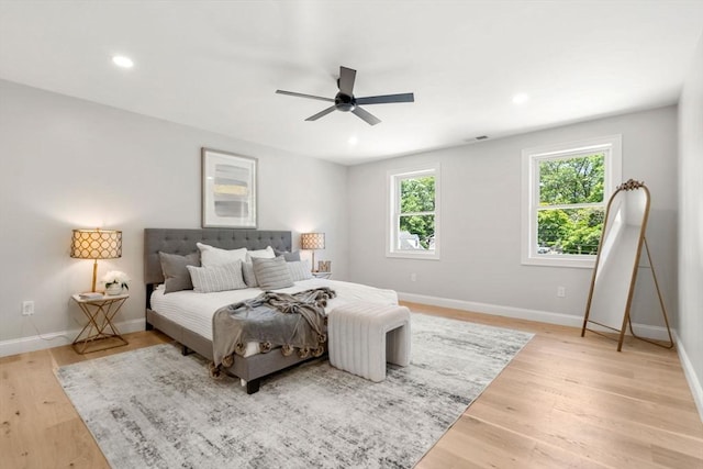 2 Suncrest Ave, Wilmington, MA 01887 - bedroom with light wood-style floors, recessed lighting, and ceiling fan