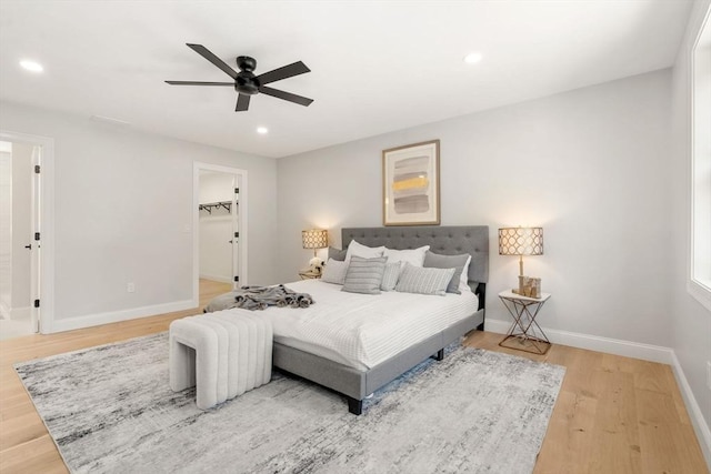 2 Suncrest Ave, Wilmington, MA 01887 - bedroom with wood finished floors, recessed lighting, a ceiling fan, and a spacious closet