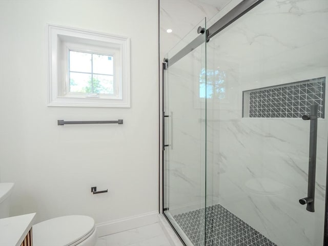 28 Berkshire Ave, Sharon, MA 02067 - bathroom featuring marble look tiles, a marble finish shower, and vanity