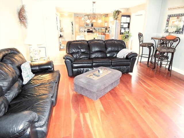 living room with hardwood / wood-style floors