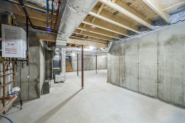 basement with water heater