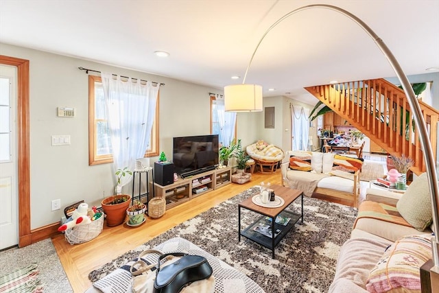 living room featuring wood-type flooring