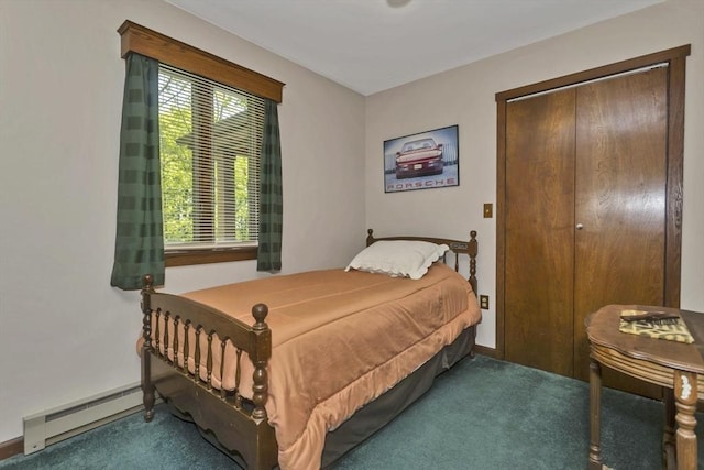 198 Mountain View Dr, Holyoke, MA 01040 - bedroom featuring a baseboard heating unit, carpet flooring, and baseboards