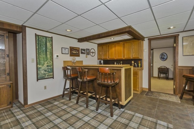 198 Mountain View Dr, Holyoke, MA 01040 - indoor bar with a drop ceiling, baseboards, and recessed lighting