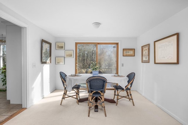 view of carpeted dining room