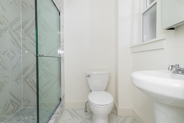 148-150 Pleasant St, Boston, MA 02125 - bathroom featuring a shower stall and marble look tiles