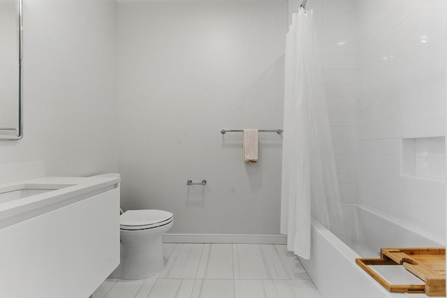 191 Washington St Unit 524, Boston, MA 02135 - full bath with toilet, vanity, shower / bath combo, and baseboards