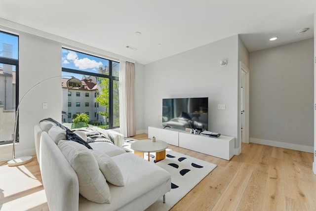 191 Washington St Unit 524, Boston, MA 02135 - living area featuring healthy amount of natural light, baseboards, and light wood finished floors