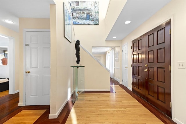 foyer featuring light wood-type flooring