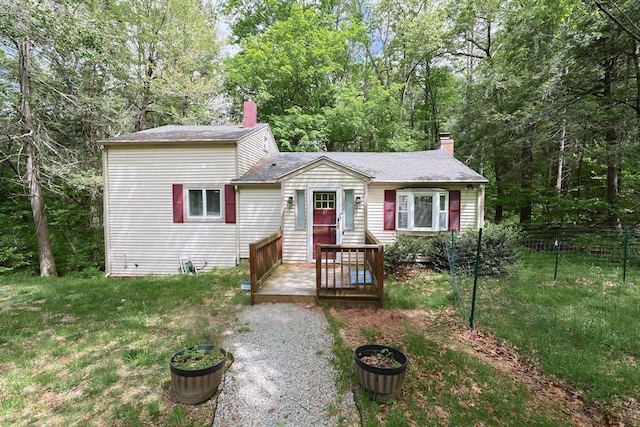 47 Leno Rd, Holland, MA 01521 - view of front of house featuring a chimney and a deck