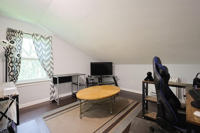 47 Leno Rd, Holland, MA 01521 - office featuring lofted ceiling, baseboards, and wood finished floors