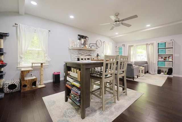 47 Leno Rd, Holland, MA 01521 - dining room with ceiling fan, hardwood / wood-style flooring, baseboards, and recessed lighting