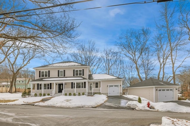 view of front of home featuring covered porch and an attached garage