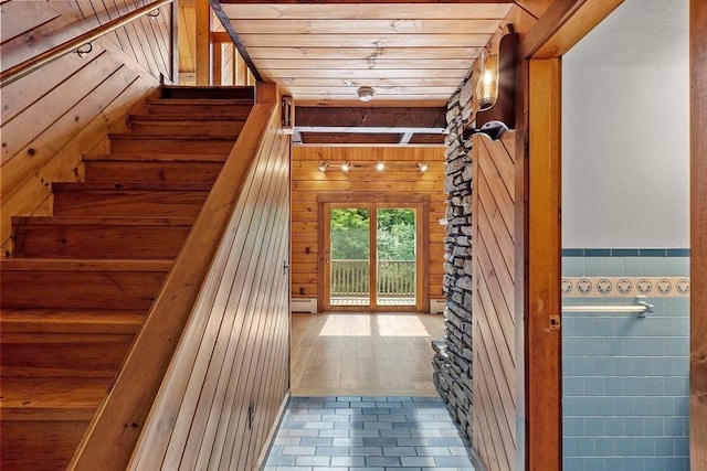 40 Lombard Rd, Hubbardston, MA 01452 - staircase featuring wood walls