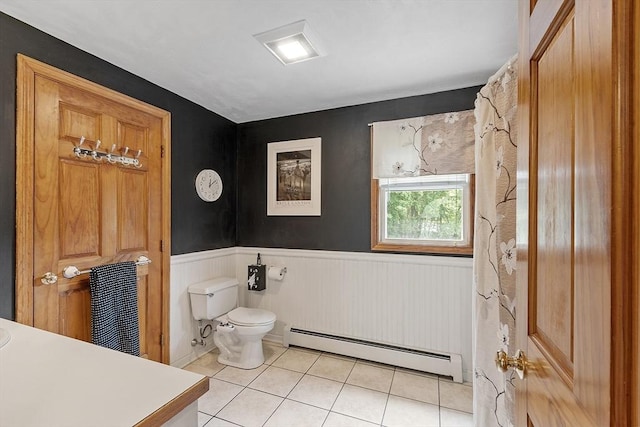 51 Carrie Ann Ln, Fitchburg, MA 01420 - full bath featuring a baseboard heating unit, tile patterned floors, and a wainscoted wall