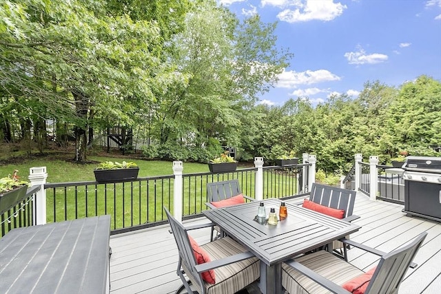51 Carrie Ann Ln, Fitchburg, MA 01420 - deck with outdoor dining space, a lawn, and grilling area