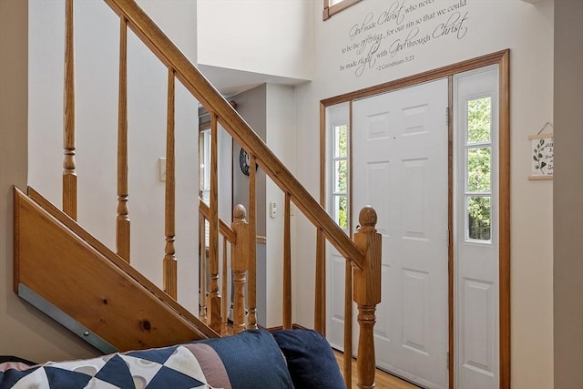 51 Carrie Ann Ln, Fitchburg, MA 01420 - entryway featuring plenty of natural light, stairway, and light wood-style floors