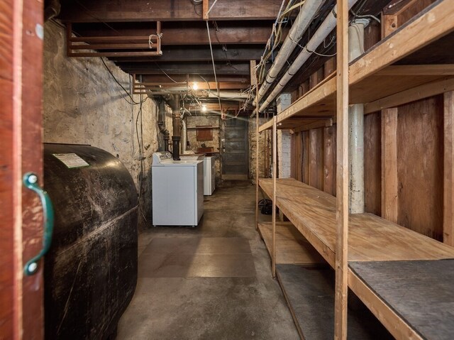 basement with independent washer and dryer