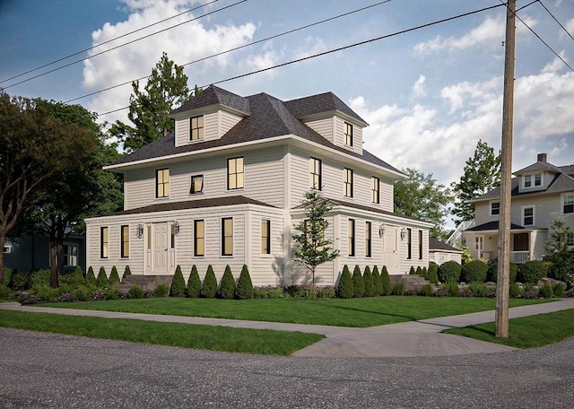 24 Hampden St, Wellesley, MA 02482 - traditional style home with a front yard and a shingled roof