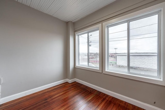 spare room with wood-type flooring and a wealth of natural light