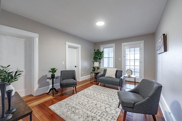 living room with hardwood / wood-style floors