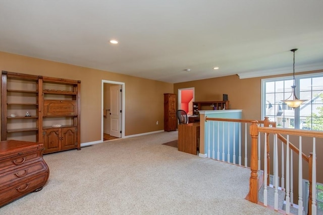 15 Herrick Dr Unit 15, Methuen, MA 01844 - interior space featuring light carpet, an upstairs landing, baseboards, recessed lighting, and crown molding