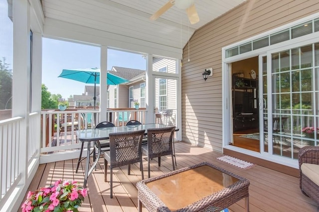15 Herrick Dr Unit 15, Methuen, MA 01844 - sunroom with a ceiling fan, outdoor dining area, and vaulted ceiling