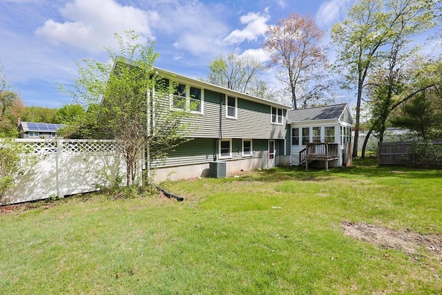 back of property featuring central air condition unit